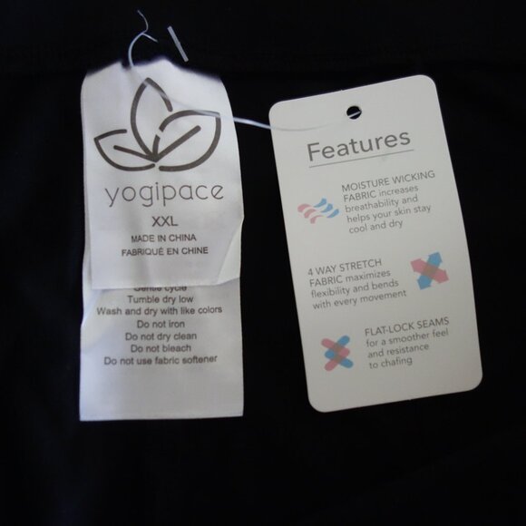 NWT YOGIPACE Black Pull-On Nylon Elastane Black Activewear Pants XXL Tall - Picture 2 of 4